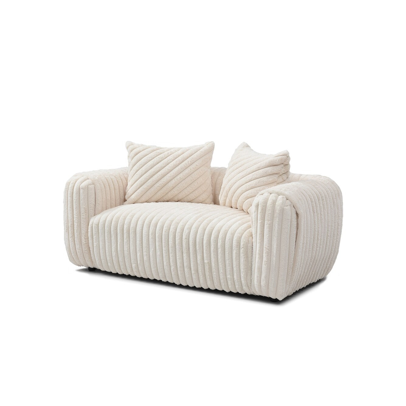 Divano dritto in poliestere con braccioli Pillow Top Cancun da 70 pollici, colore bianco