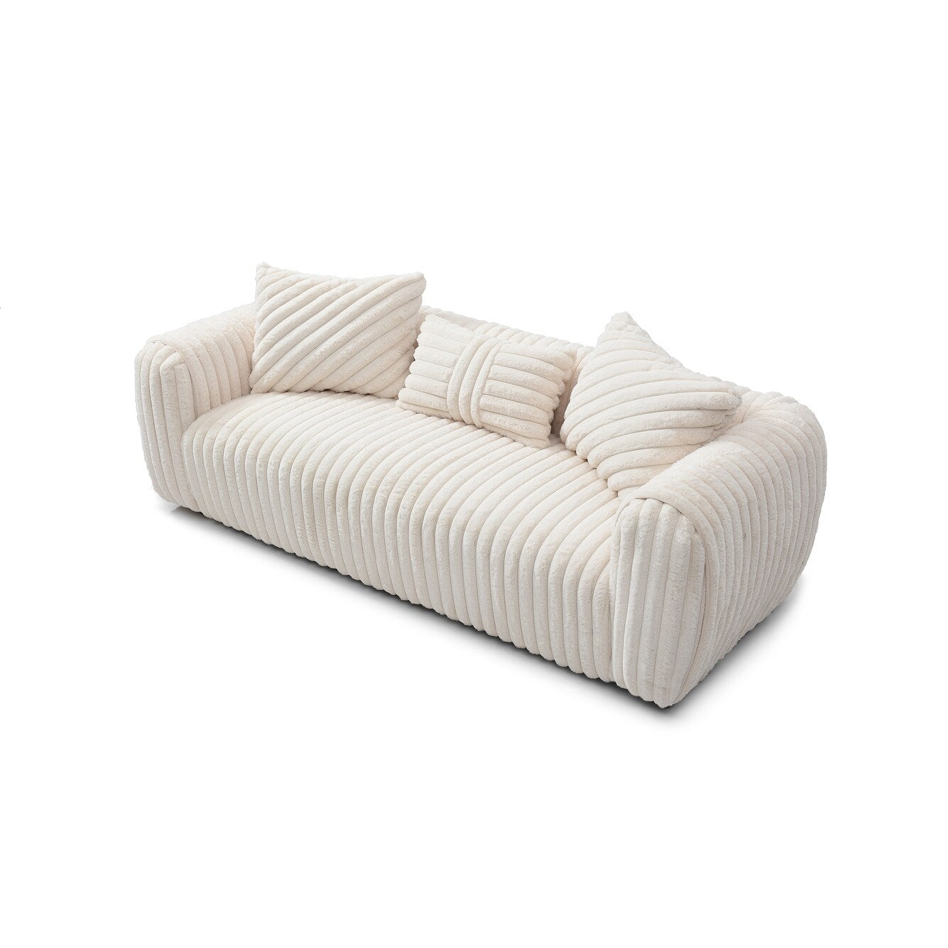 Divano dritto in poliestere con braccioli Pillow Top Cancun da 94 pollici, colore bianco