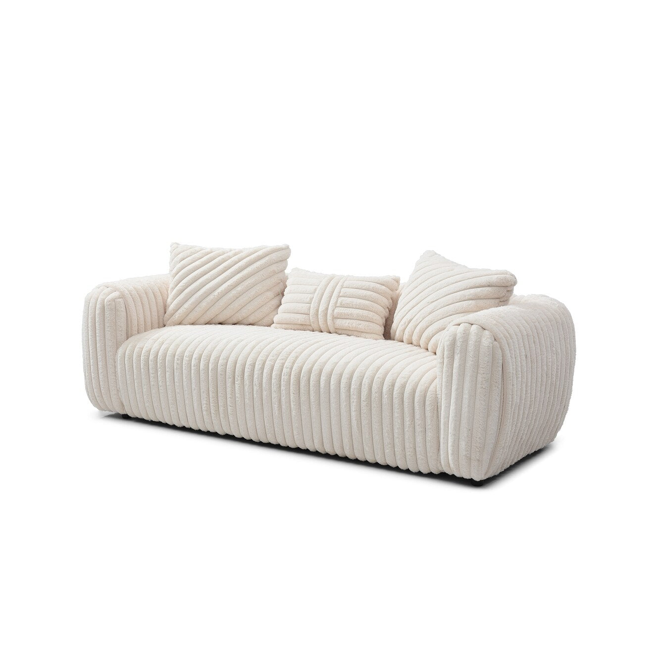 Divano dritto in poliestere con braccioli Pillow Top Cancun da 94 pollici, colore bianco