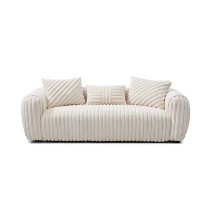 Divano dritto in poliestere con braccioli Pillow Top Cancun da 94 pollici, colore bianco