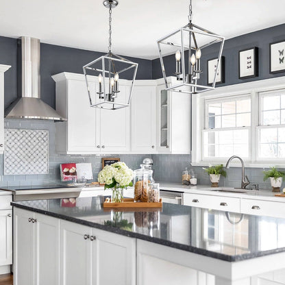 Lampadario a gabbia aperta con lanterna a forma di candela, per scale o isola della cucina - N/D