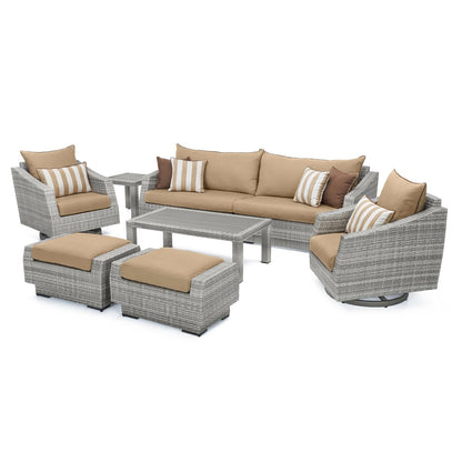 Set di divani e poltrone da esterno Cannes Deluxe da 8 pezzi Sunbrella