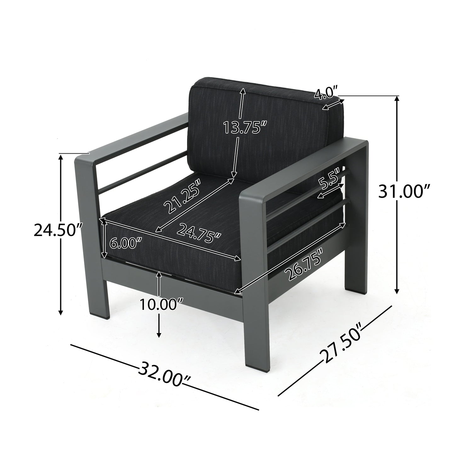 Set da salotto Cape Coral in alluminio da 7 pezzi con braciere di Christopher Knight Home