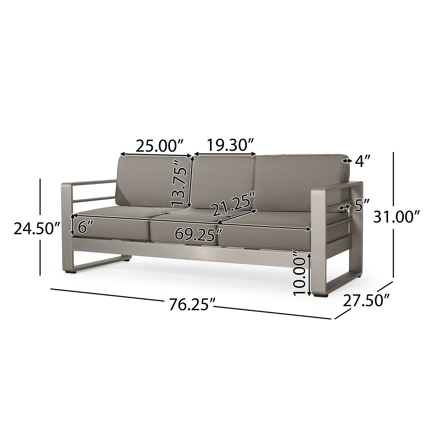 Set da esterno Cape Coral in alluminio e Sunbrella da 5 posti con cuscini di Christopher Knight Home