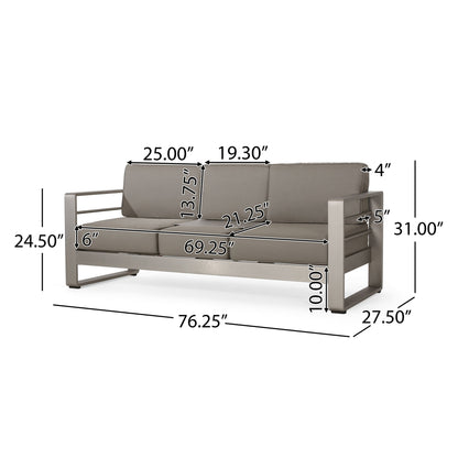 Set da esterno Cape Coral in alluminio e Sunbrella da 5 posti con cuscini di Christopher Knight Home