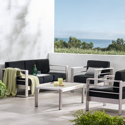 Set da esterno Cape Coral in alluminio e Sunbrella da 5 posti con cuscini di Christopher Knight Home