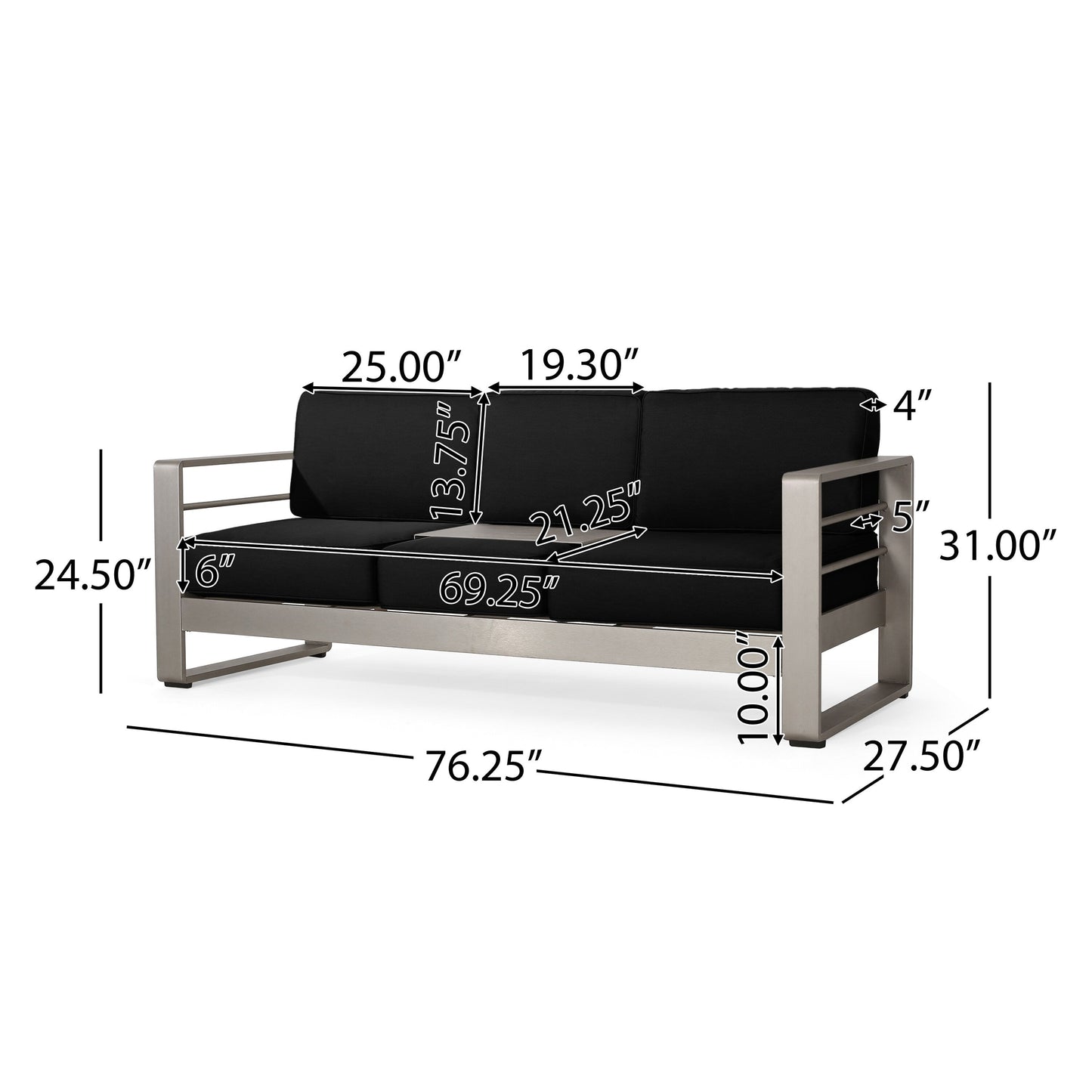 Set da esterno Cape Coral in alluminio e Sunbrella da 5 posti con cuscini di Christopher Knight Home
