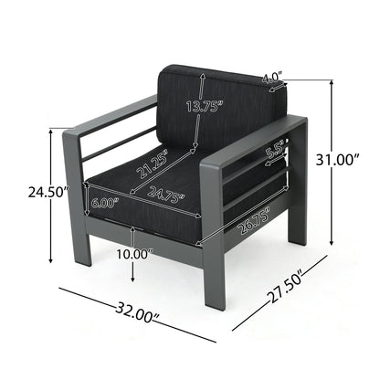 Set da giardino con tavolo da fuoco e chaise longue Cape Coral Grey da 5 pezzi di Christopher Knight Home