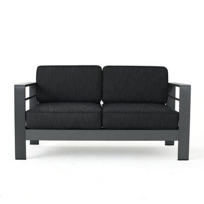 Set da giardino con tavolo da fuoco e chaise longue Cape Coral Grey da 5 pezzi di Christopher Knight Home