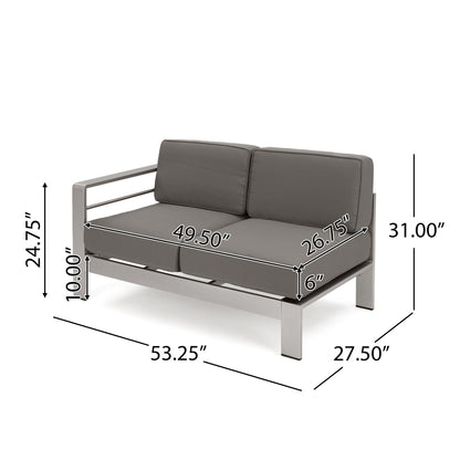 Set di divani componibili in alluminio a forma di V da 5 posti Cape Coral Outdoor con pouf di Christopher Knight Home
