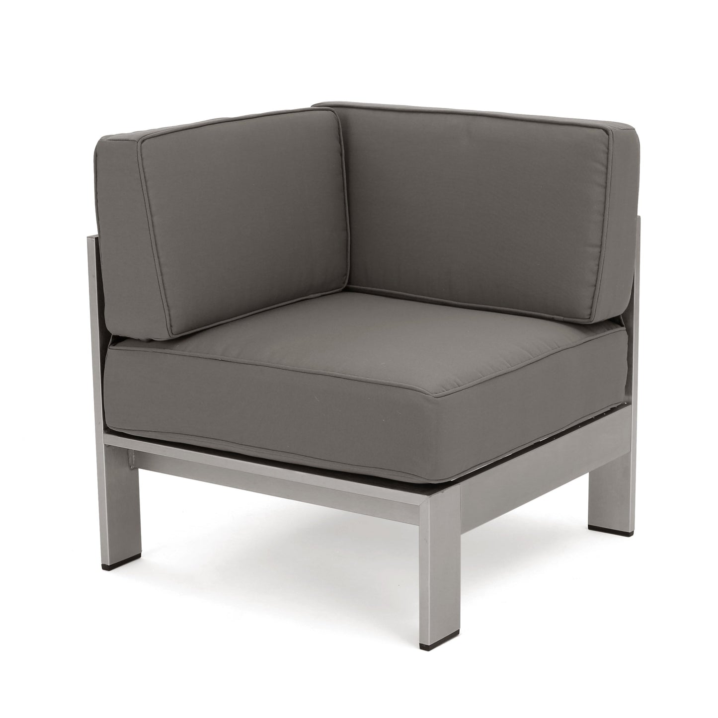 Set di divani componibili in alluminio a forma di V da 5 posti Cape Coral Outdoor con pouf di Christopher Knight Home