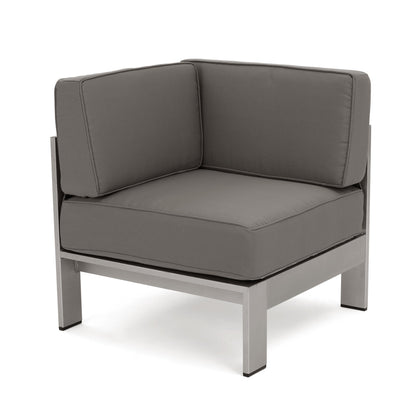 Set di divani componibili in alluminio a forma di V da 5 posti Cape Coral Outdoor con pouf di Christopher Knight Home