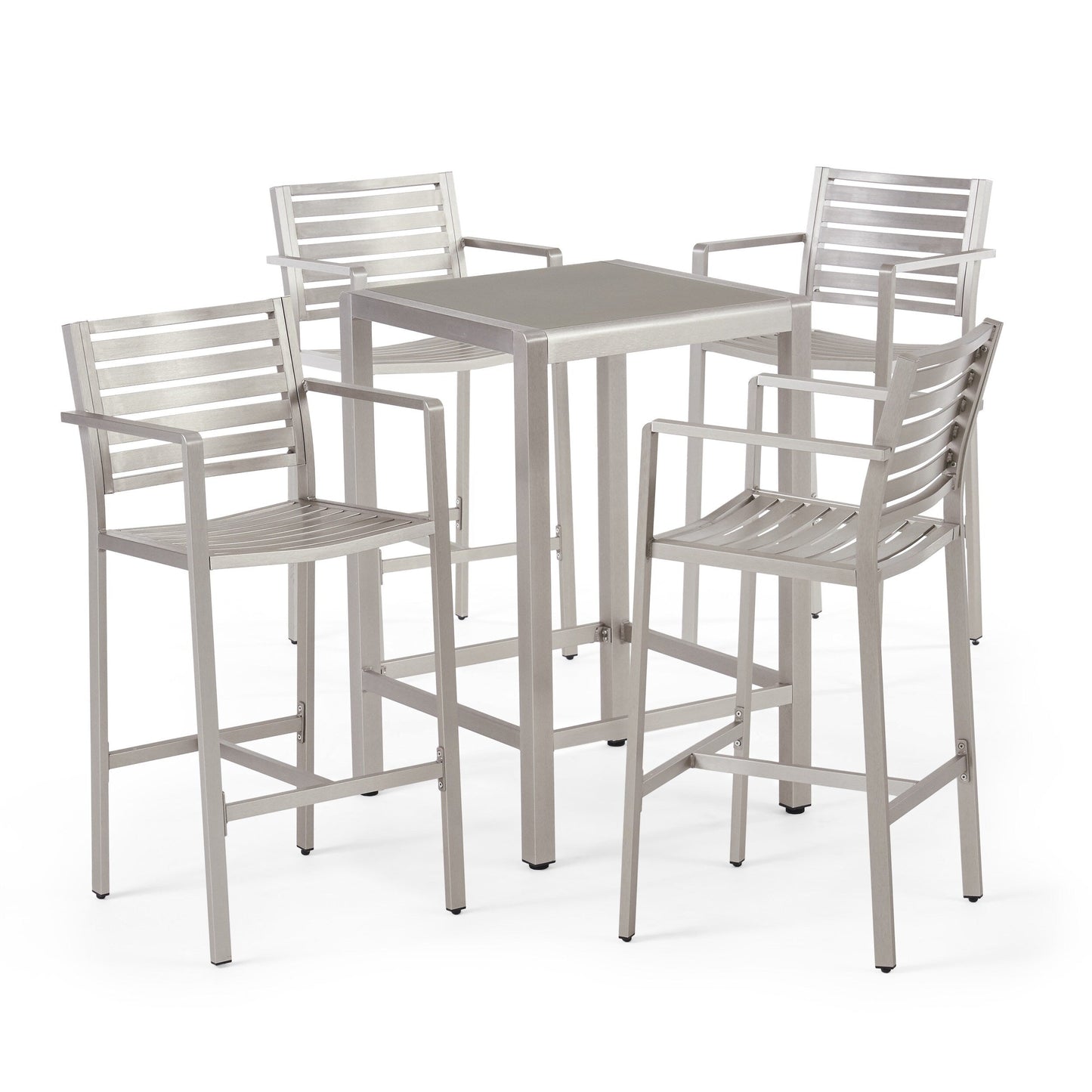 Set da bar quadrato in alluminio da 5 pezzi Cape Coral Outdoor di Christopher Knight Home