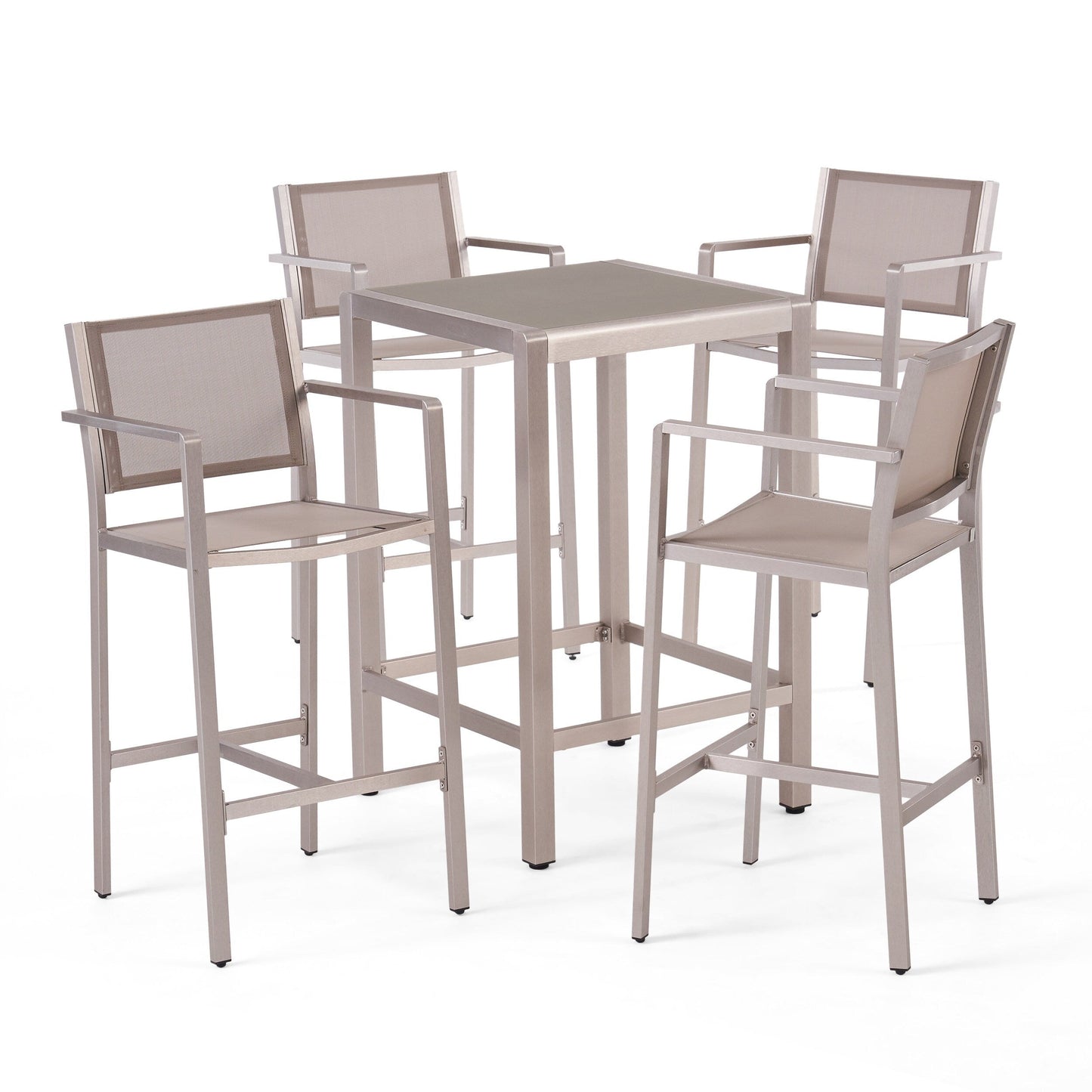 Set da bar quadrato in alluminio da 5 pezzi Cape Coral Outdoor di Christopher Knight Home