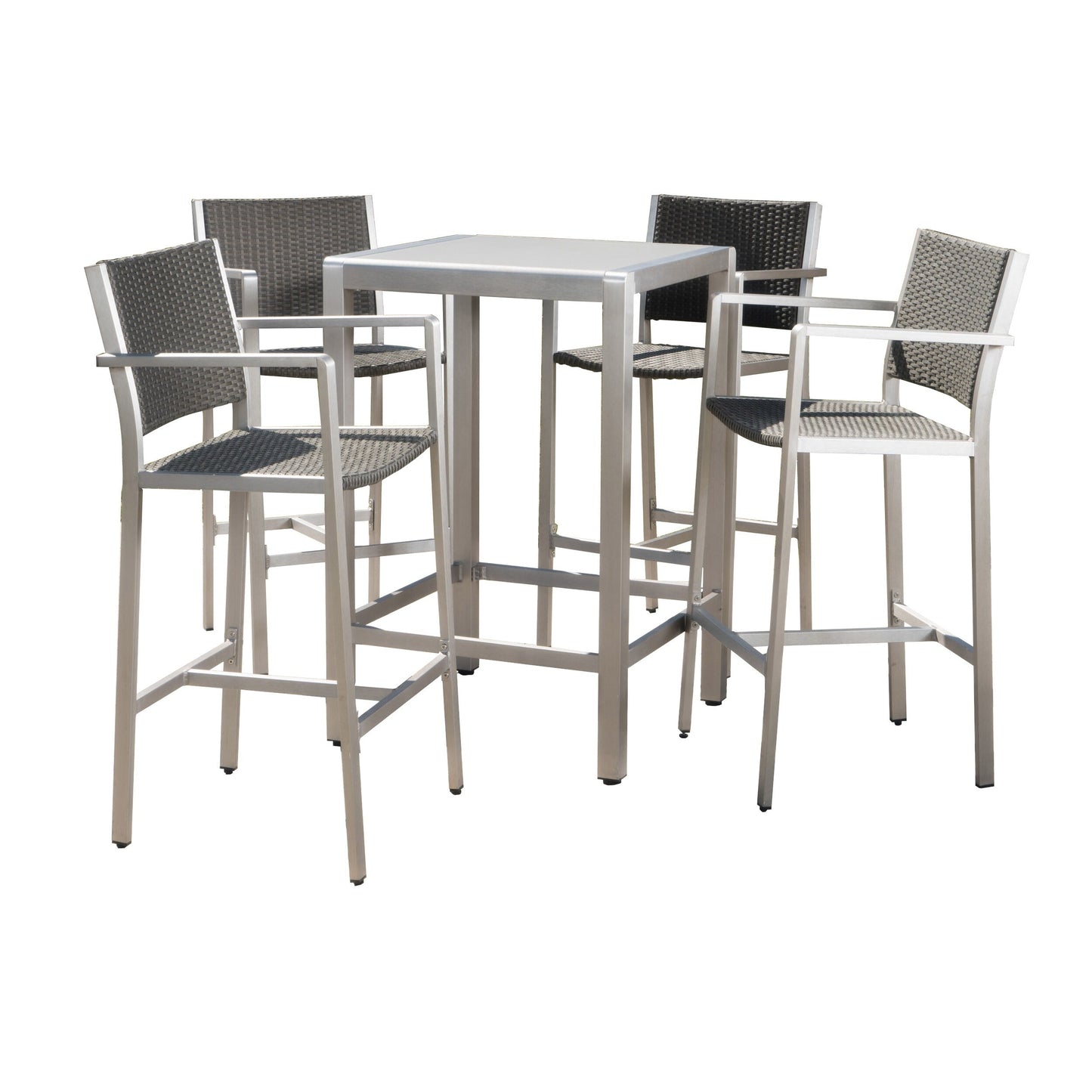 Set da bar quadrato in alluminio da 5 pezzi Cape Coral Outdoor di Christopher Knight Home
