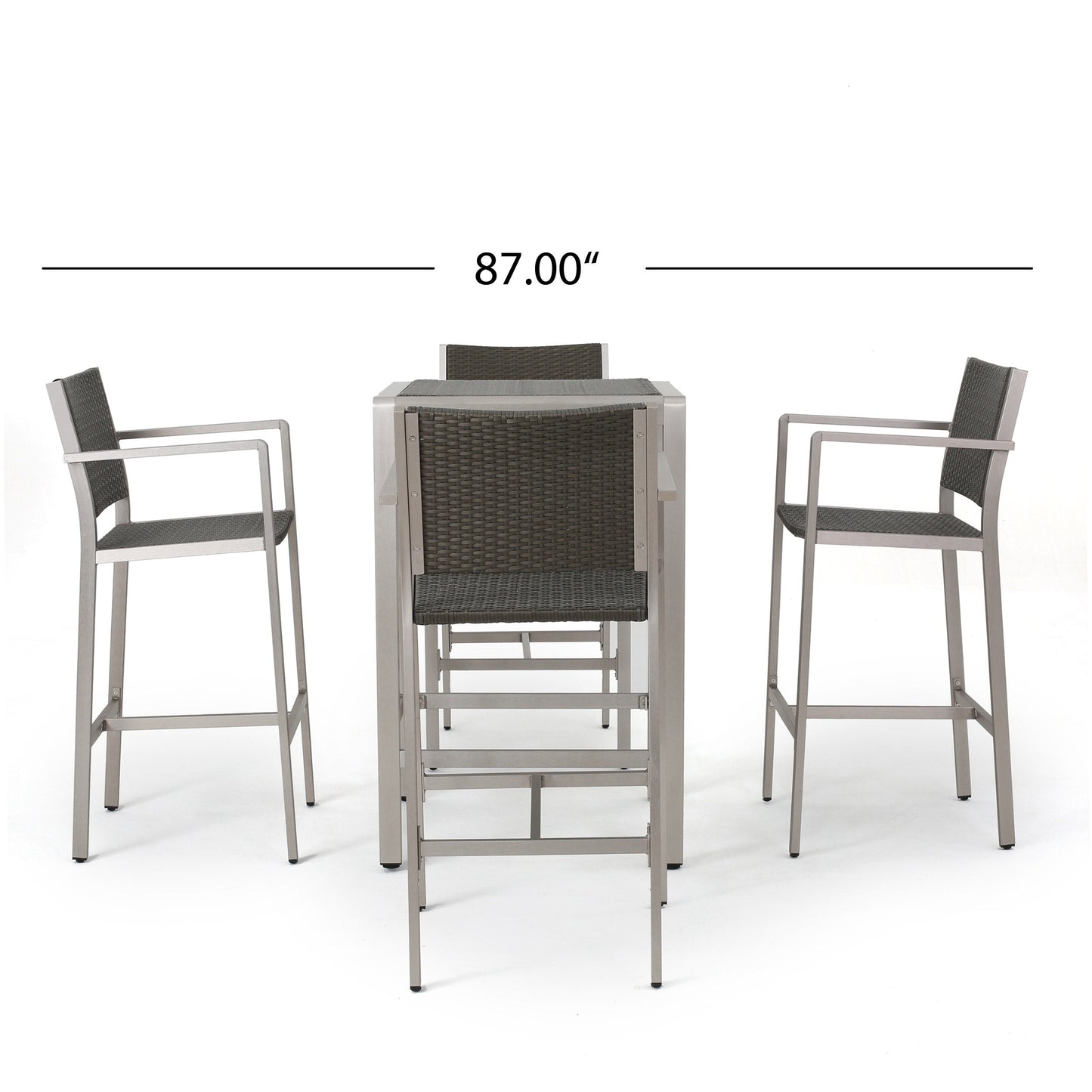 Set da bar quadrato in alluminio da 5 pezzi Cape Coral Outdoor di Christopher Knight Home