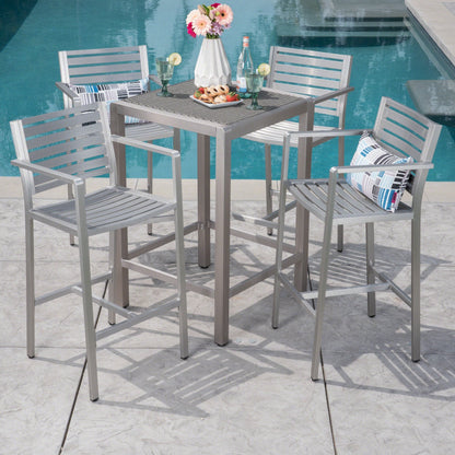 Set da bar quadrato in alluminio da 5 pezzi Cape Coral Outdoor di Christopher Knight Home