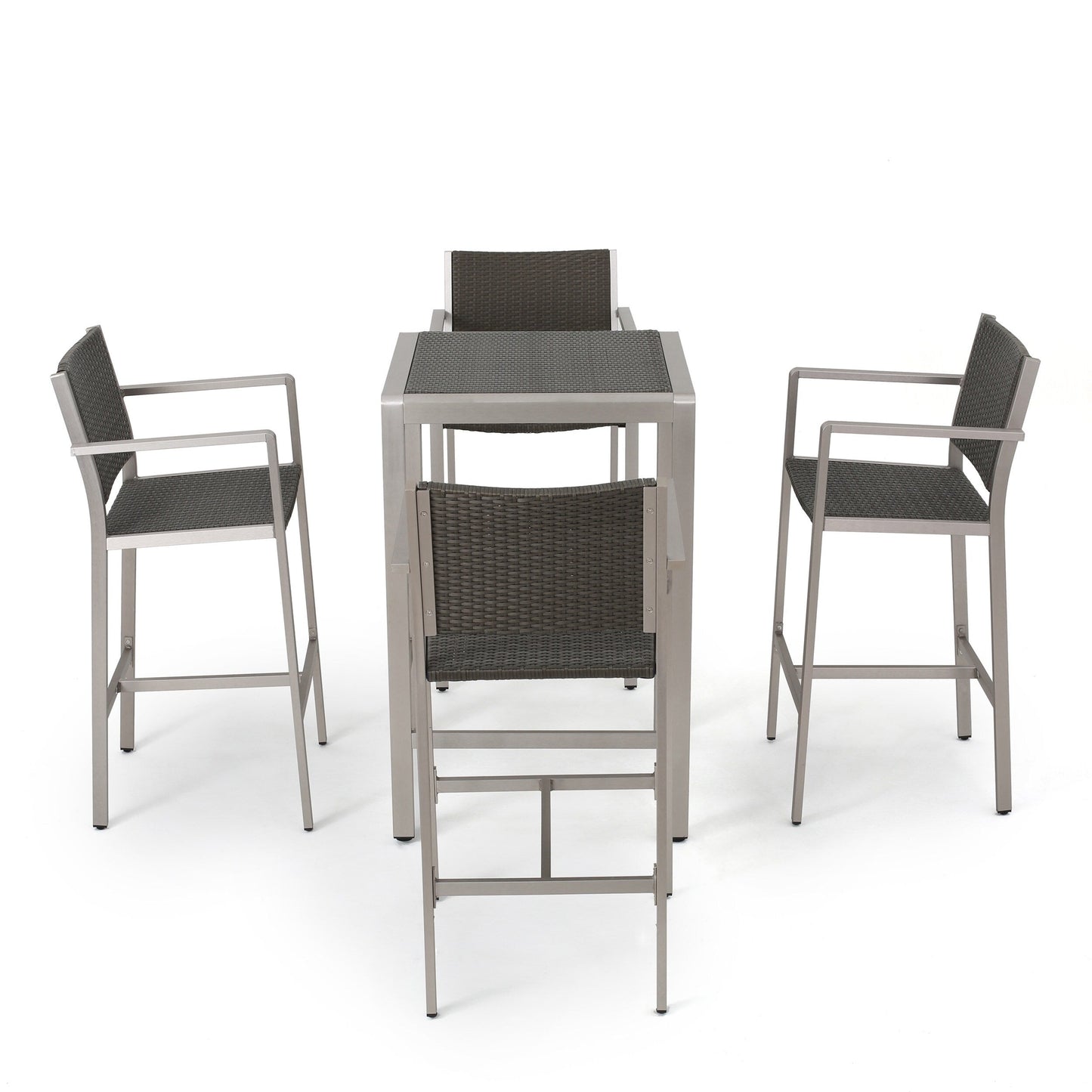 Set da bar quadrato in alluminio da 5 pezzi Cape Coral Outdoor di Christopher Knight Home