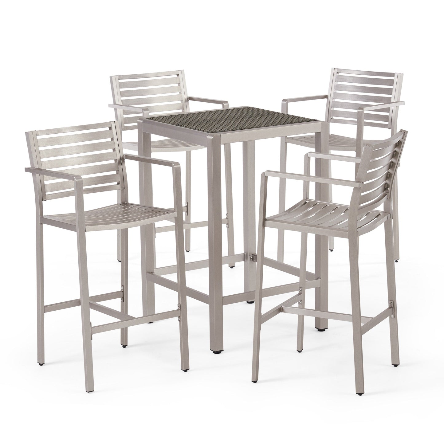 Set da bar quadrato in alluminio da 5 pezzi Cape Coral Outdoor di Christopher Knight Home