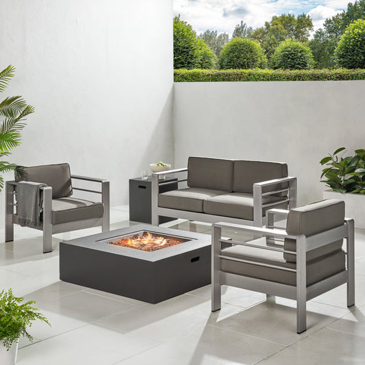 Cape Coral Outdoor - Set da 5 pezzi per braciere e chat di Christopher Knight Home