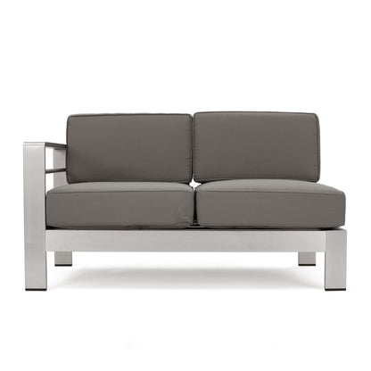 Set di divani componibili in alluminio a forma di V da 6 posti Cape Coral Outdoor con pouf di Christopher Knight Home