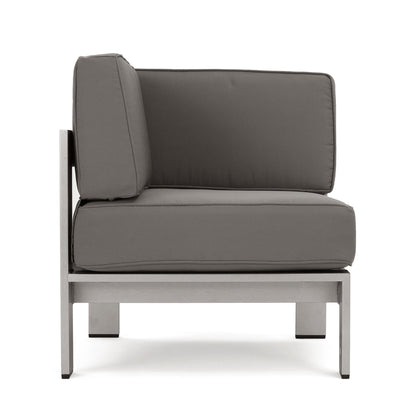 Set di divani componibili in alluminio a forma di V da 6 posti Cape Coral Outdoor con pouf di Christopher Knight Home