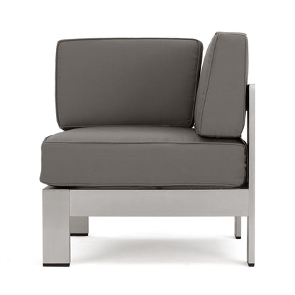 Set di divani componibili in alluminio a forma di V da 6 posti Cape Coral Outdoor con pouf di Christopher Knight Home