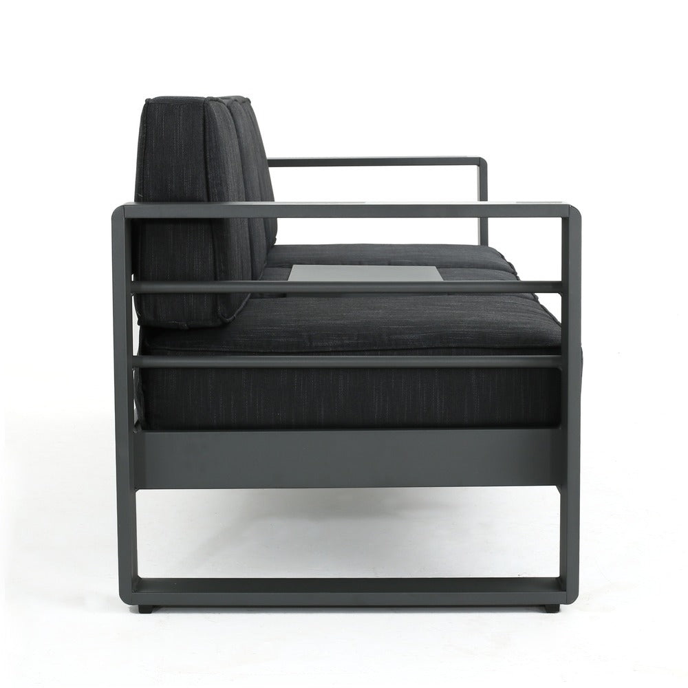 Set di divani da esterno Cape Coral in alluminio temperato e vetro, 4 pezzi, con cuscini, di Christopher Knight Home