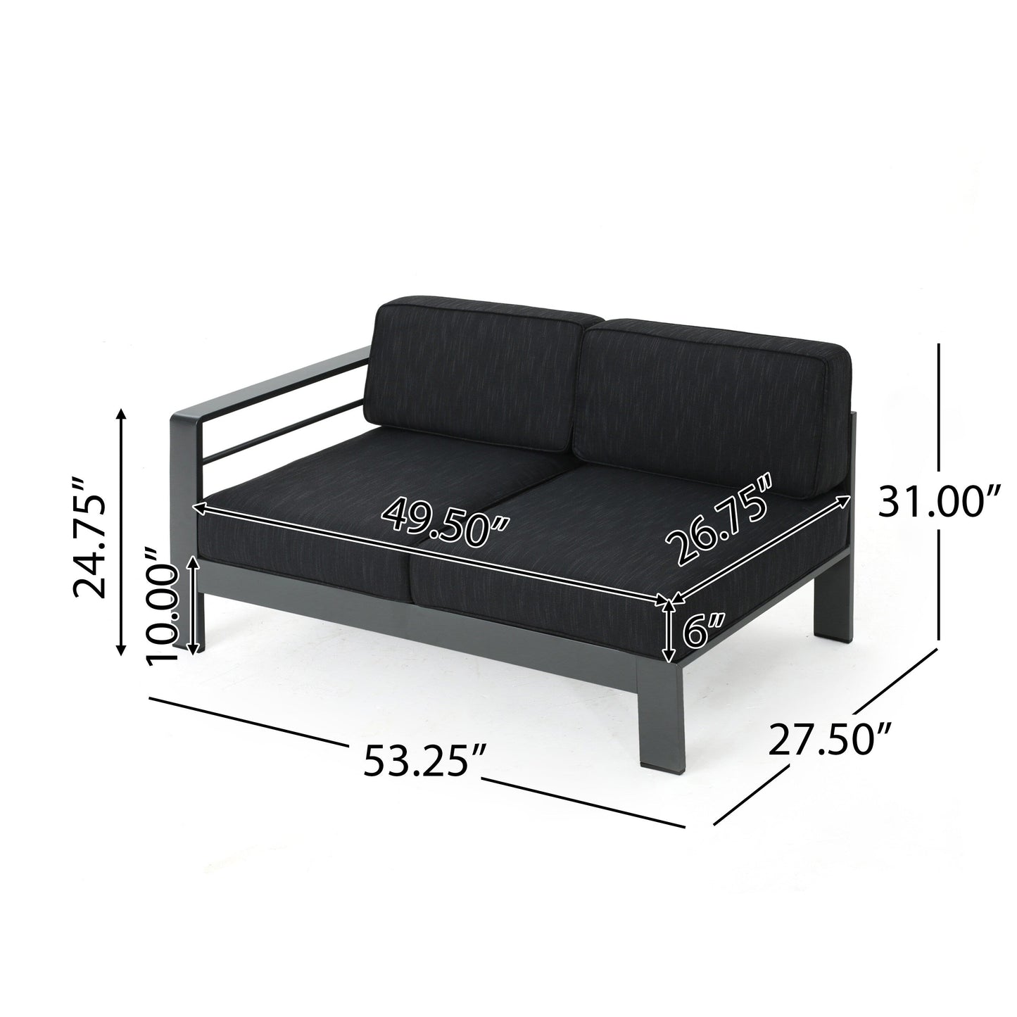 Set di divani componibili da esterno in alluminio Cape Coral con tavolo da fuoco di Christopher Knight Home