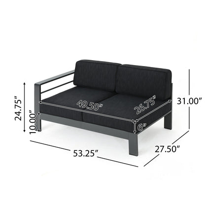 Set di divani componibili da esterno in alluminio Cape Coral con tavolo da fuoco di Christopher Knight Home