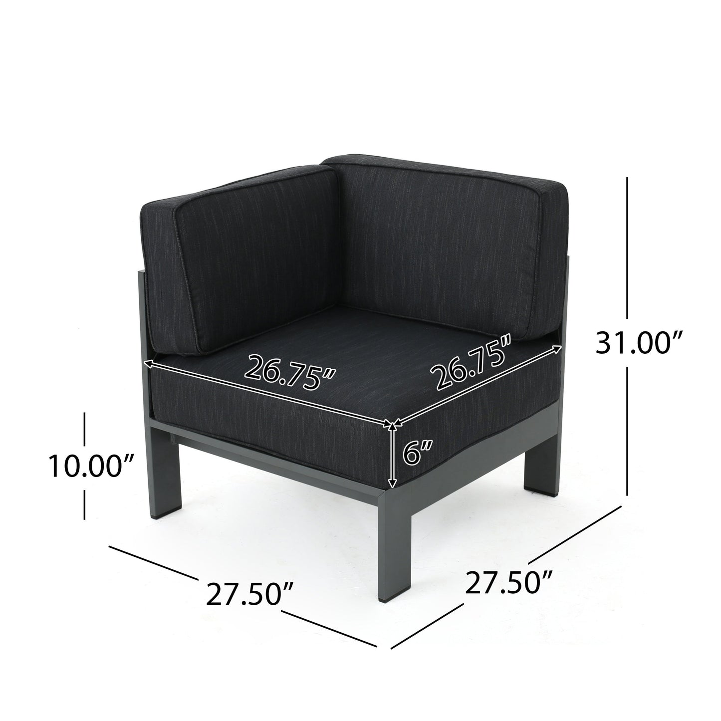 Set di divani componibili da esterno in alluminio Cape Coral con tavolo da fuoco di Christopher Knight Home