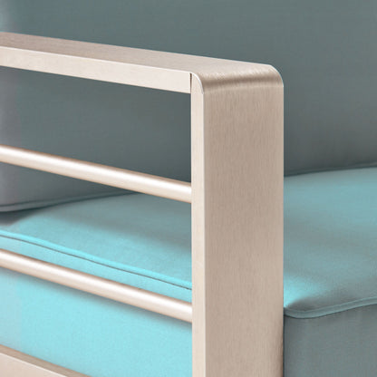 Set da esterno in alluminio Cape Coral da 3 pezzi con tavolo a forma di C di Christopher Knight Home