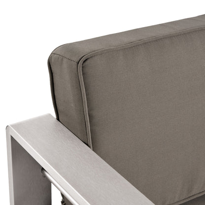 Set da esterno in alluminio Cape Coral da 3 pezzi con tavolo a forma di C di Christopher Knight Home