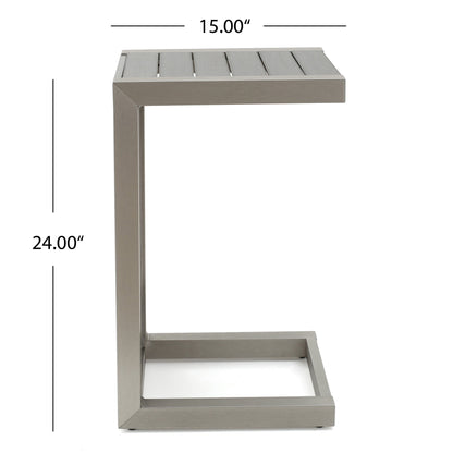 Set da esterno in alluminio Cape Coral da 3 pezzi con tavolo a forma di C di Christopher Knight Home