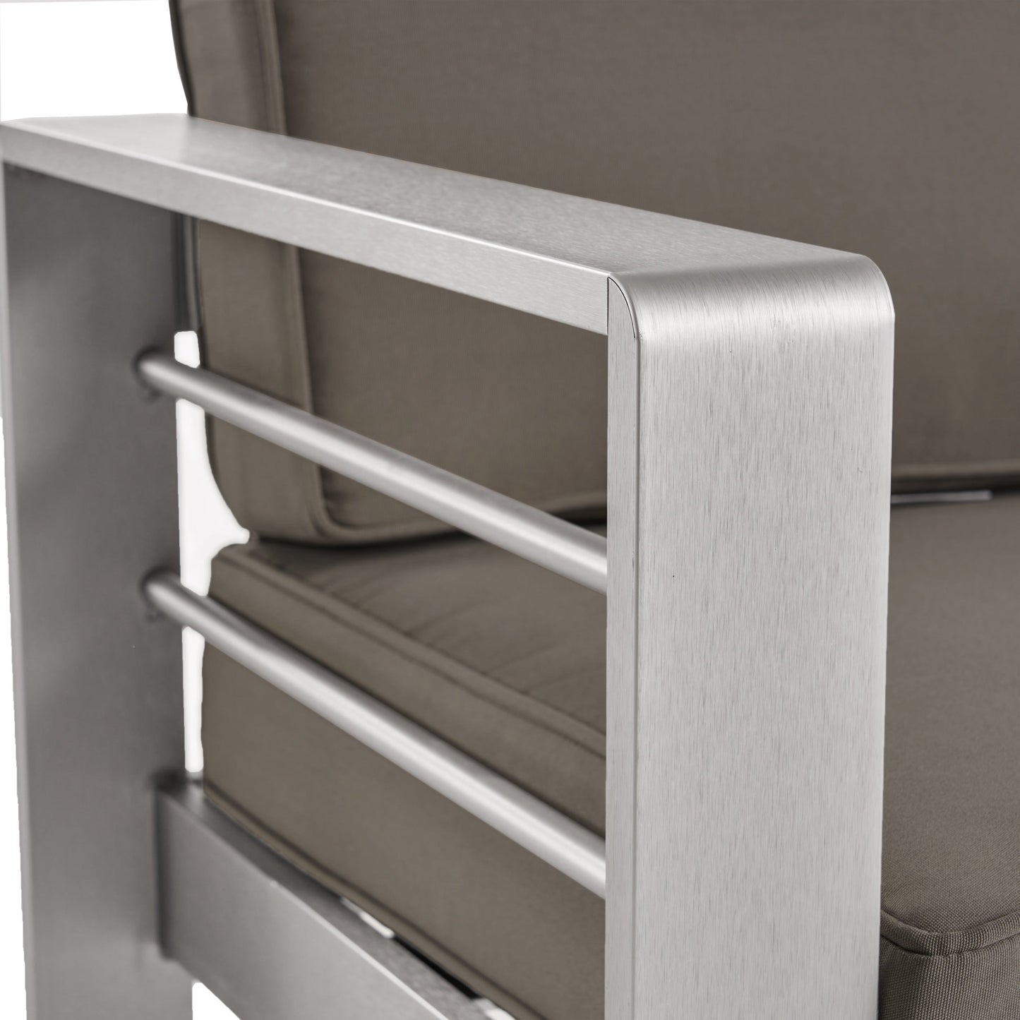 Set da esterno in alluminio Cape Coral da 3 pezzi con tavolo a forma di C di Christopher Knight Home