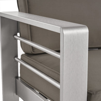 Set da esterno in alluminio Cape Coral da 3 pezzi con tavolo a forma di C di Christopher Knight Home