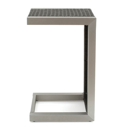 Set da esterno in alluminio Cape Coral da 3 pezzi con tavolo a forma di C di Christopher Knight Home