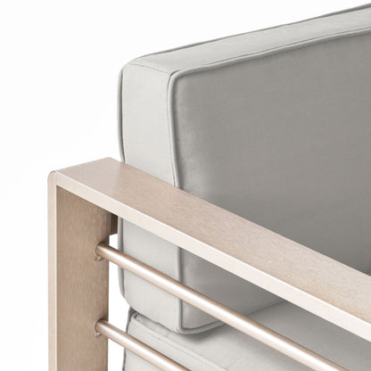 Set da esterno in alluminio Cape Coral da 3 pezzi con tavolo a forma di C di Christopher Knight Home