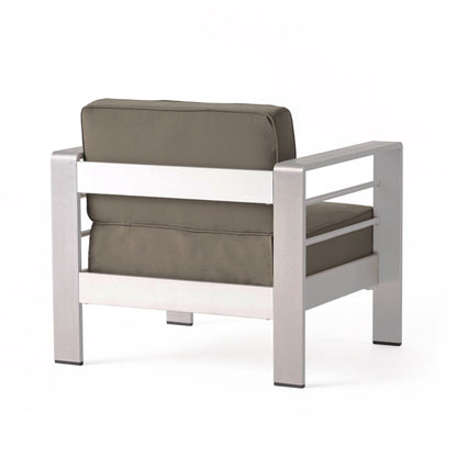 Set da esterno in alluminio Cape Coral da 3 pezzi con tavolo a forma di C di Christopher Knight Home