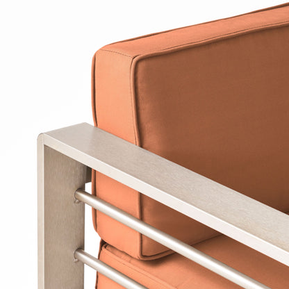 Set da esterno in alluminio Cape Coral da 3 pezzi con tavolo a forma di C di Christopher Knight Home