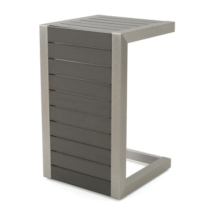 Set da esterno in alluminio Cape Coral da 3 pezzi con tavolo a forma di C di Christopher Knight Home