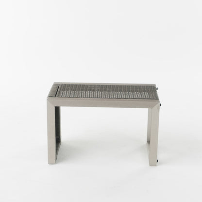 Set da esterno in alluminio Cape Coral da 3 pezzi con tavolo a forma di C di Christopher Knight Home