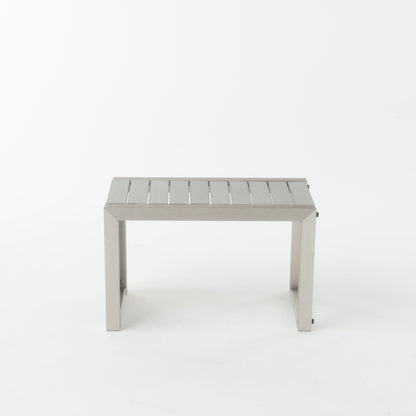 Set da esterno in alluminio Cape Coral da 3 pezzi con tavolo a forma di C di Christopher Knight Home