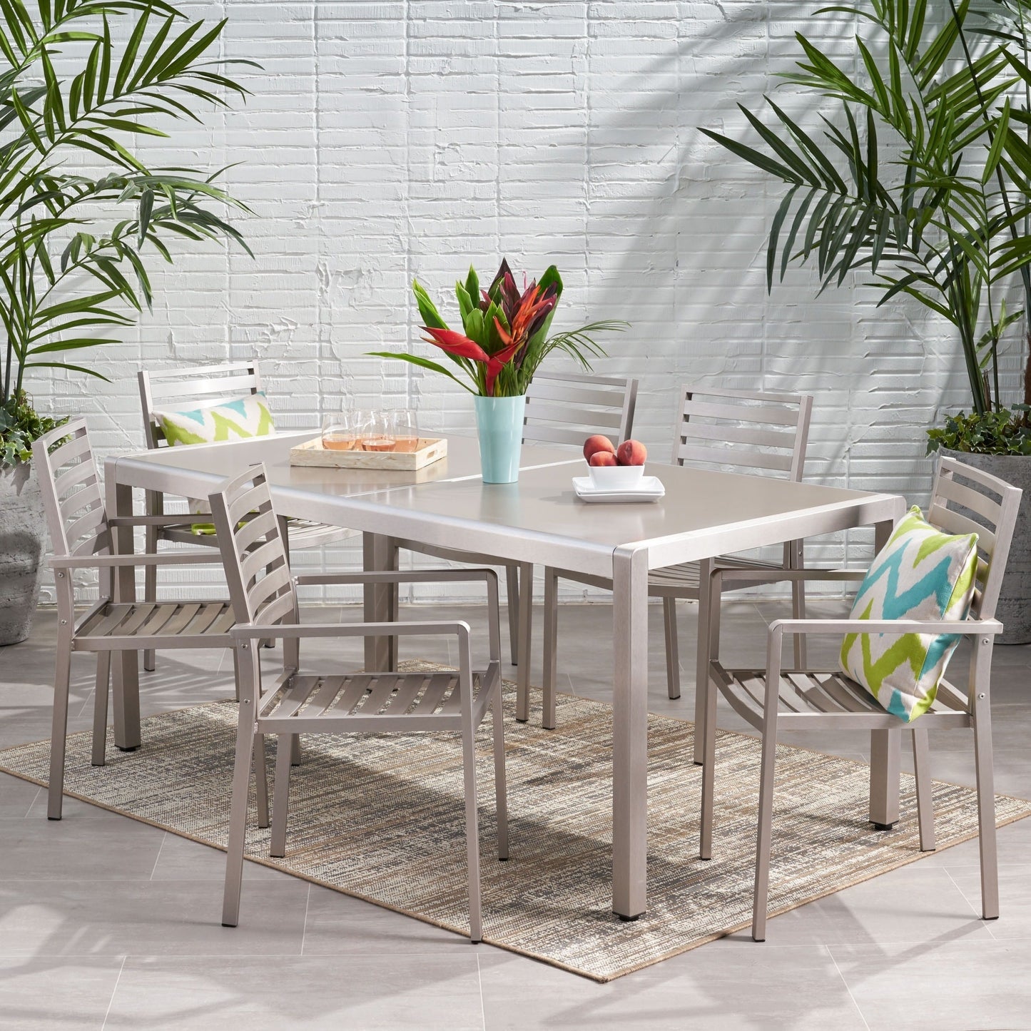 Set da pranzo in alluminio da 6 posti Cape Coral Outdoor di Christopher Knight Home