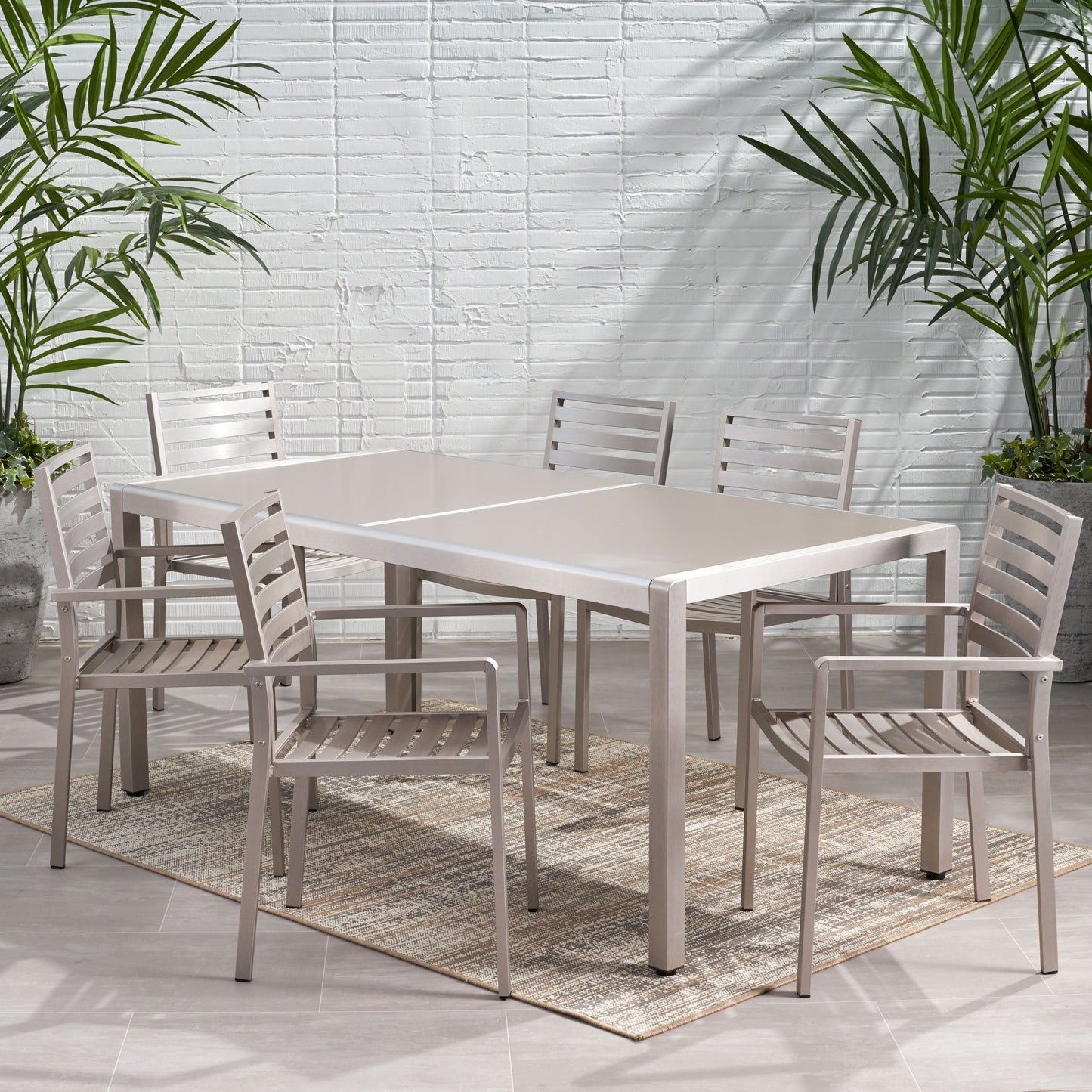 Set da pranzo in alluminio da 6 posti Cape Coral Outdoor di Christopher Knight Home