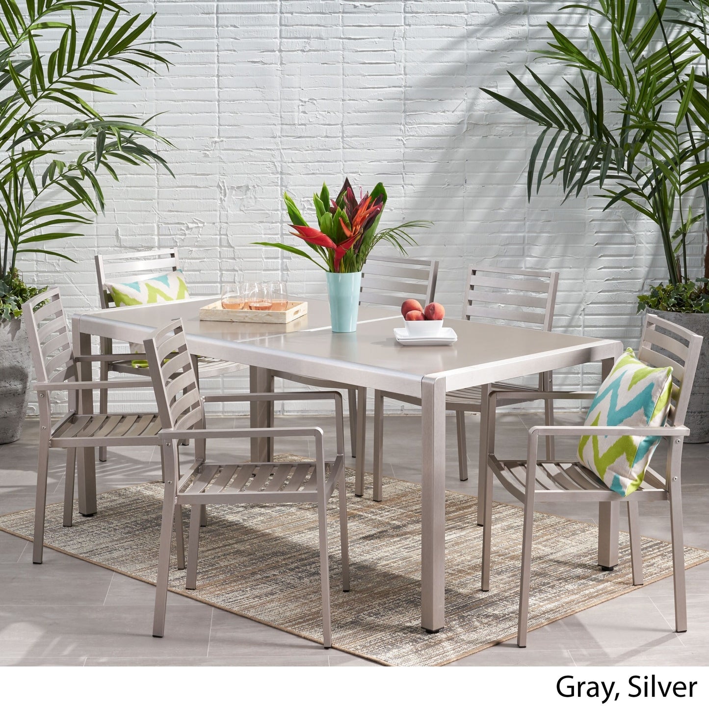 Set da pranzo in alluminio da 6 posti Cape Coral Outdoor di Christopher Knight Home