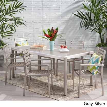 Set da pranzo in alluminio da 6 posti Cape Coral Outdoor di Christopher Knight Home