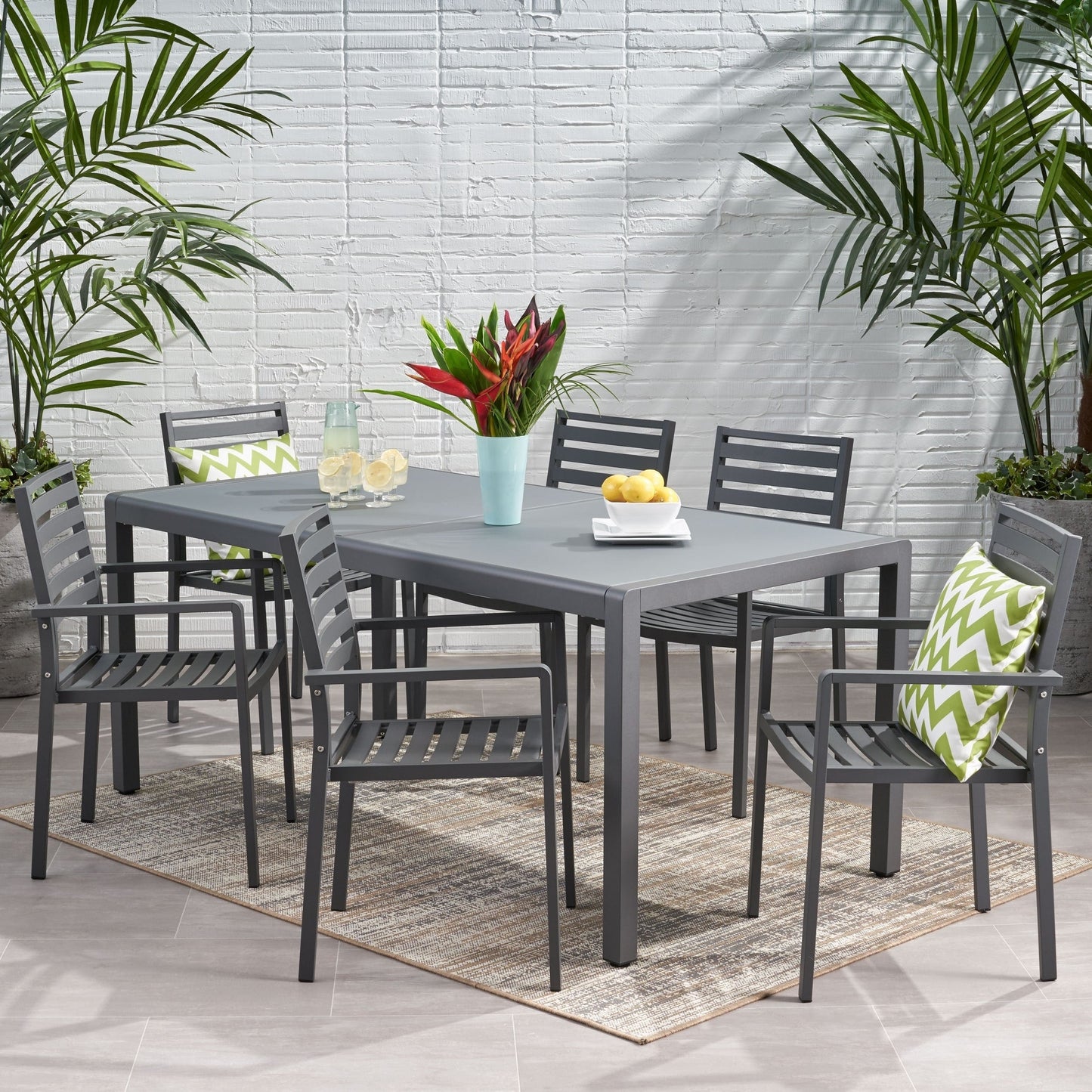 Set da pranzo in alluminio da 6 posti Cape Coral Outdoor di Christopher Knight Home