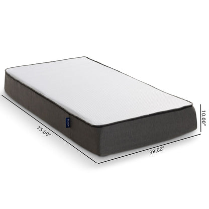 Materasso in memory foam ipoallergenico a triplo strato Cara da 10 pollici per letto singolo