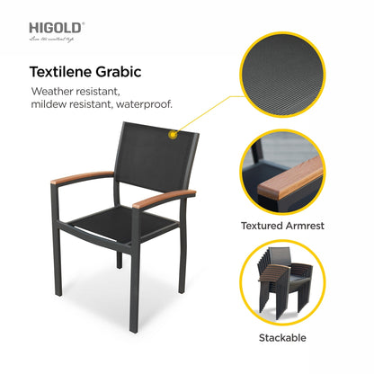 Set da pranzo da esterno Carlo in plastica effetto legno, 9 pezzi, per 8 persone, tavolo allungabile e sedia impilabile